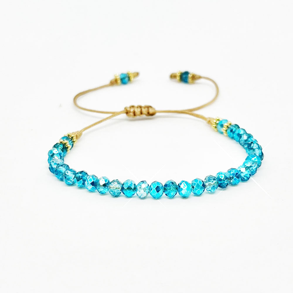 Friendship Crystal Metallic Ocean Blue Bracelet