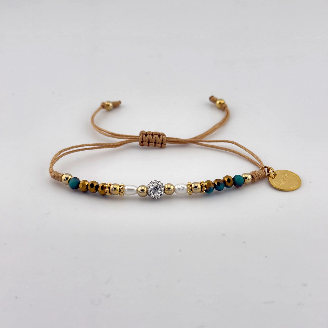 M&D Crystal Turquoise Bright Gold Bracelet