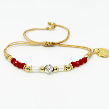 Mother and Daughter Love Red Crystal Bracelet