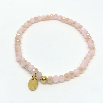 Pink Cream Crystal Elastic Bracelet