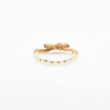 Small Pearls and Gold Bead Ring