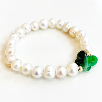 White Pearl Butterfly Amazon Bracelet