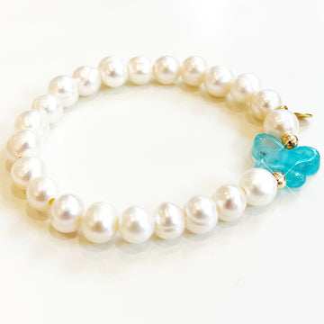 White Pearl Butterfly Aruba Blue Bracelet