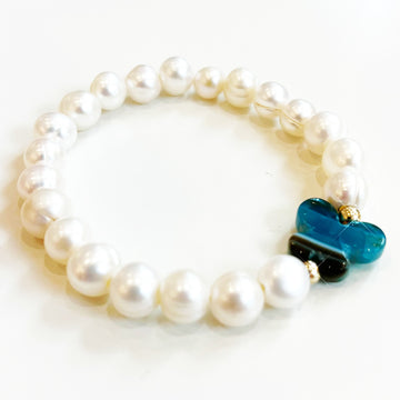 White Pearl Butterfly Azzuro Bracelet