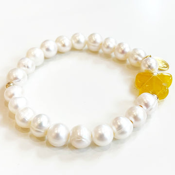 White Pearl Butterfly Honey Bracelet